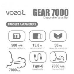 Vozol Gear 7000 Disposable Kiwi Guava Passion Fruit